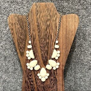 Kate Spade stone bib necklace Day Tripper ivory white 20” statement bridal